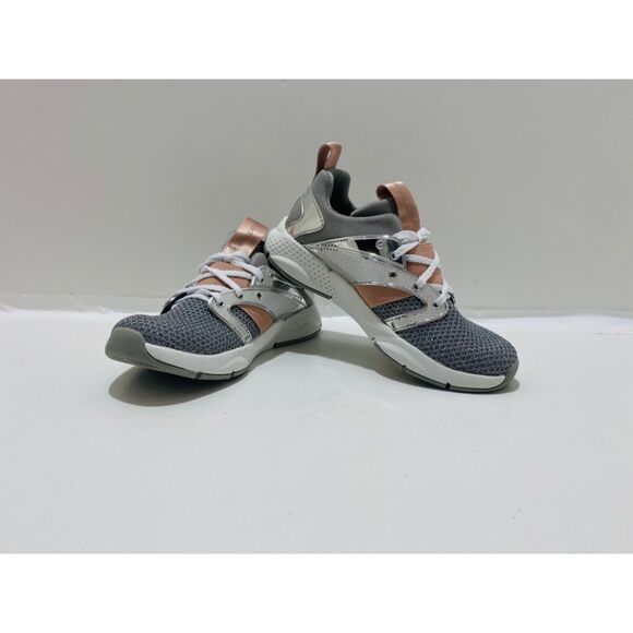 Skechers Sneakers Girl’s Metallic Grey and Rose Shine Status Athletic Size 1 - Picture 2 of 11